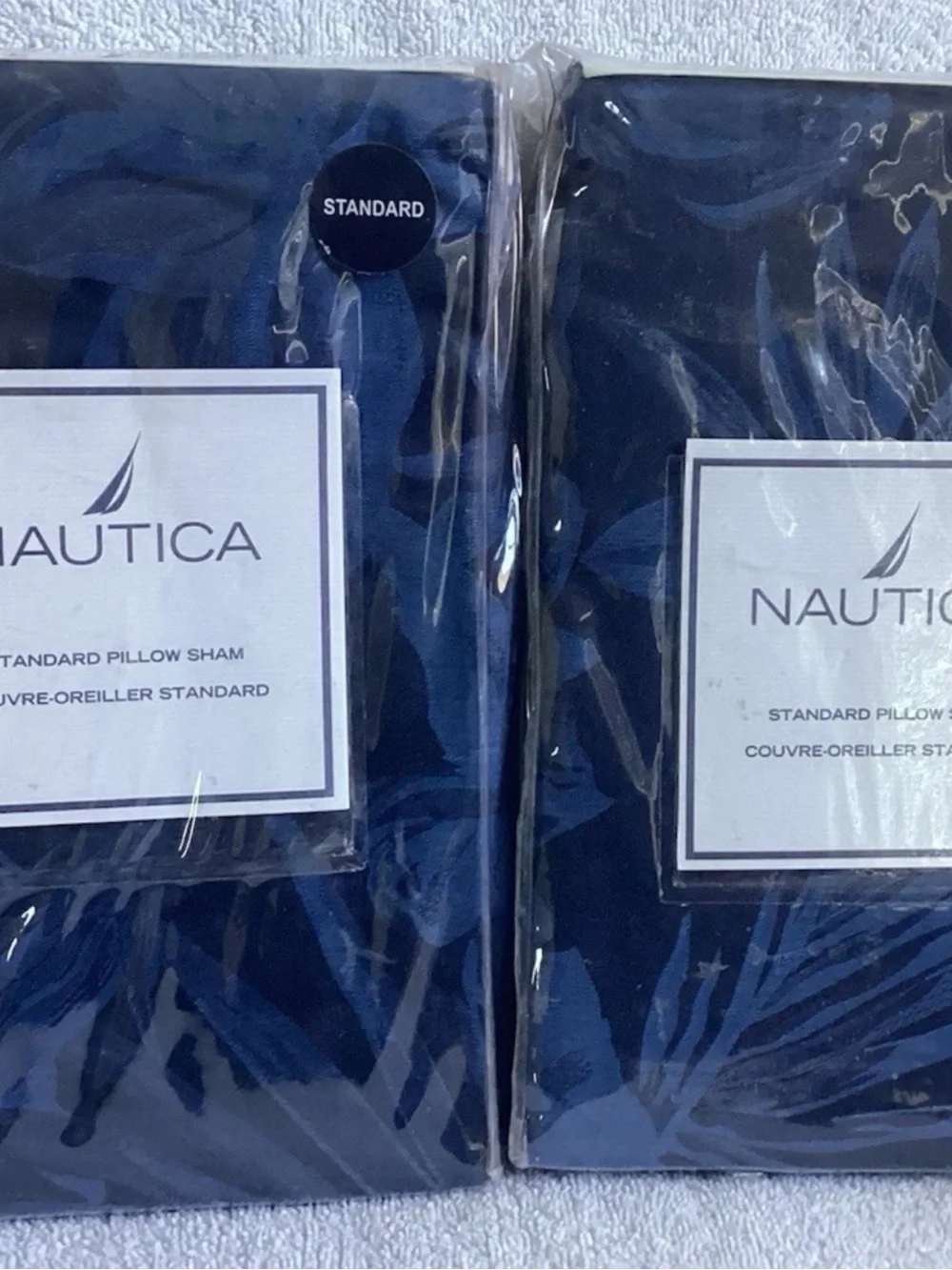 Nautica Tropical Palm Havana Midnight Blue Throw Pillow Shams Set of 2 NWT